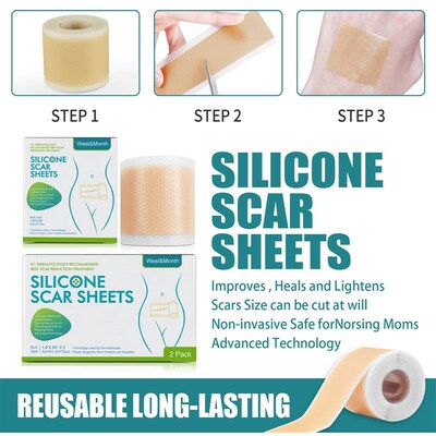 Hot 150CM Silicone Scar Sheets Skin Repair Patch Removal Sel