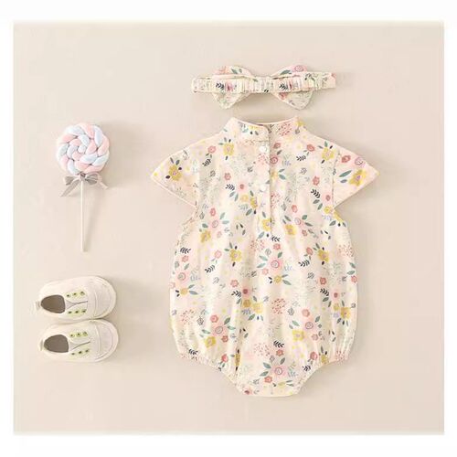 0-2 Years Old Baby Thin 2024 Summer New Baby Girl Retro Flor
