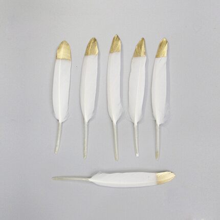 50pcs/bag Gold Plated Feathers 5-7inches for Christmas