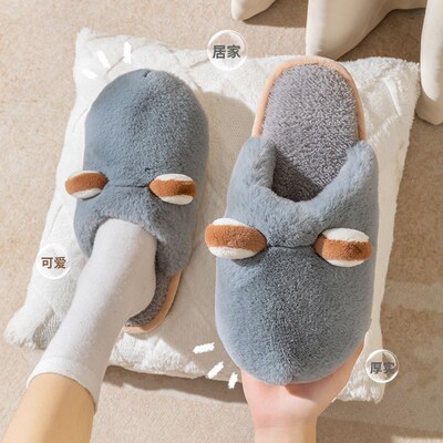 Winter Thickbottomed Antislip Warm Couple Plush Slippers for