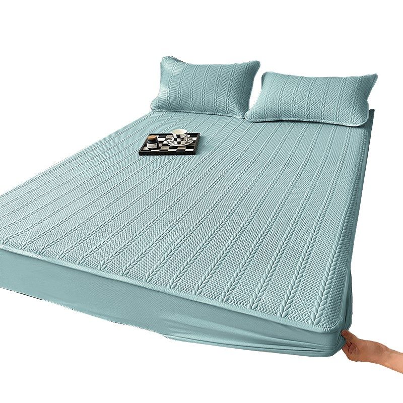 凉感提花凉席床笠款三件凉豆豆冰丝席单人丝滑可裸睡软席子夏,床上用品,冰丝席,淘宝优惠券,粉丝福利购,淘宝优惠卷