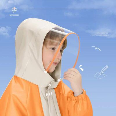 Childrens Raincoat - School Style Waterproof Rain Poncho wi