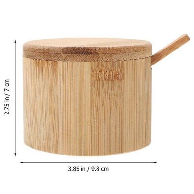 Bamboo Spice Jar Seasoning Container Salt Jar with Lid