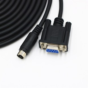 DOP DVP台达触摸屏与台达PLC通讯线圆口8针转串口9针RS232连接线