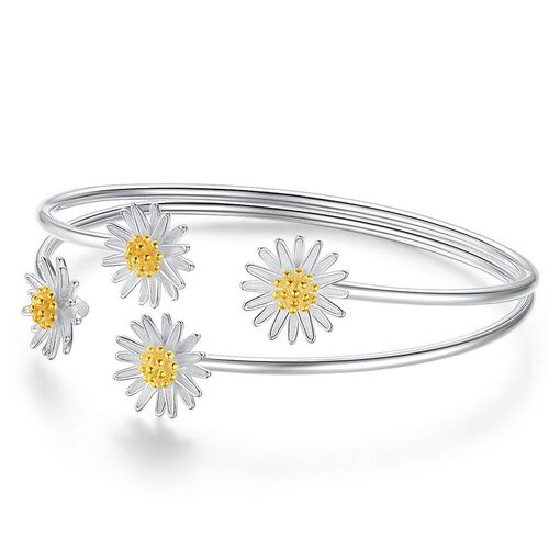 Korean Style Daisy Flower Charm Bracelet For Women Girls Ele