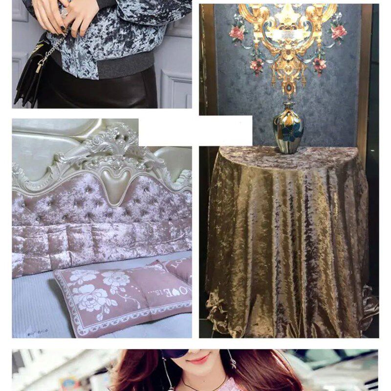 3/5/10m Sretch Crushed Velvet Fabric Upholstery Velour Cloth - 实物图