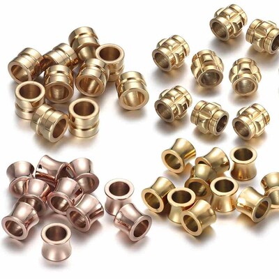 10pcs Stainless Steel 6.5mm Large Hole Spacer Hair beard Bea