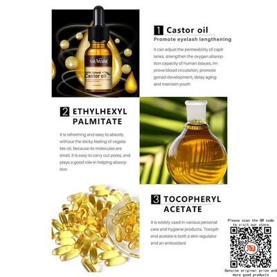 Naturals Castor Oil Eyelashes Eyebrow Brow Lash Growth Serum