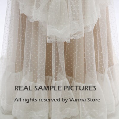 Off Shoulder Polka Dots Wedding Dress 2021 Retro Tiered Lace