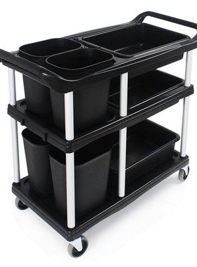 酒店餐厅收餐车收碗车三层小推车商用带垃圾桶多功能饭店清桌台撤