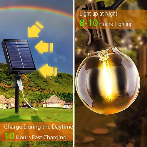 7/12M Solar Led G40 Globe Christmas Garland Street Fairy Str