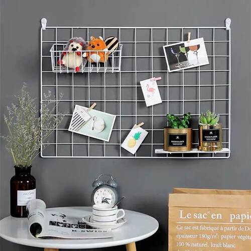 Ins Home Wall Decoration Iron Grid Decor DIY Hanging Rack Wa