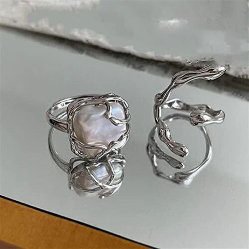 New fashion rend moonlight stone inlaid ring Light luxury op