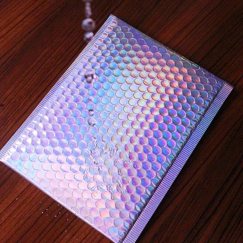 10Pcs/Lot Bubble Mailers Aluminized Bags Laser Envelope Self - 实物图