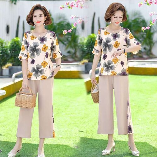 M Suit 40 to 50 Years Old New Summer Loose Large Size Two-pi