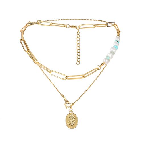 Fashion personality ins wind double layer pearl crushed ston
