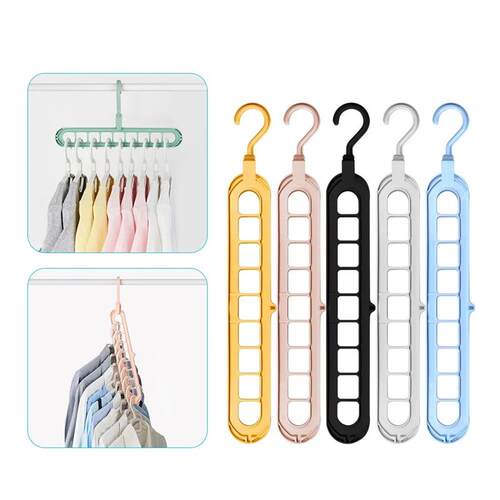 Space Saving Clothes Hanger Racks 9 Ports Drying Clothes Rac