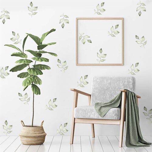Boho Green Leaves Watercolor Wall ers Nursery Art Kids Room