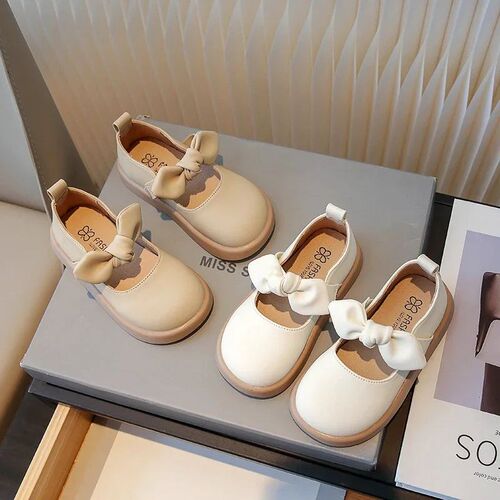Girls Leather Shoes 2023 Spring Autumn New Baby Girls Bow Fa