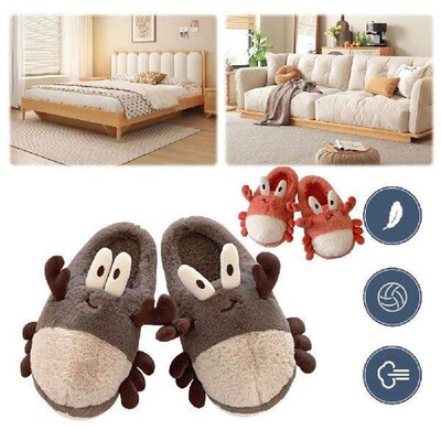 Plush Crab Slippers Comfortable Thermal Home Slippers