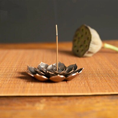 New 1PC Alloy Incense Burner  Holder Plate Buddhism Lotus Ce