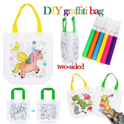 1/5pcs DIY Graffiti Bag with Markers Handmade Painting Non-W