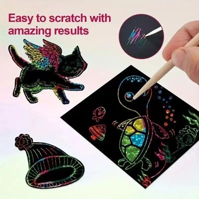 DIY Rainbow Magic Scratch Paper Art Set (100 sheets) 100 She
