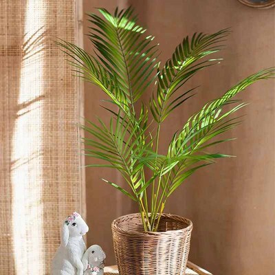 125cm Large Artificial Palm Tree Tropical Plants Branch Plas