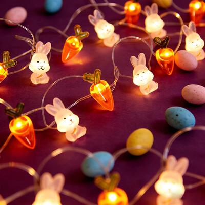 Easter LED String Lights Easter Rabbit Carrot Chick Egg Fair
