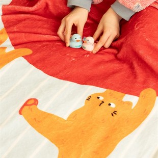 暖藻橘噗噗沙发午休毯子办公室宿舍午休盖毯保暖单人休闲空调毯