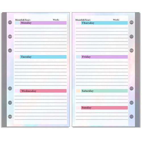 A6 Budget Page Loose Leaf Notebook Refill Spiral Binder Inne