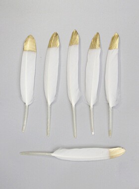 50pcs/bag Gold Plated Feathers 5-7inches for Christmas