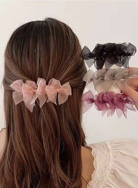 Super Fairy Elegant Bow Mesh Hairpin Gentle Wind Side Broken