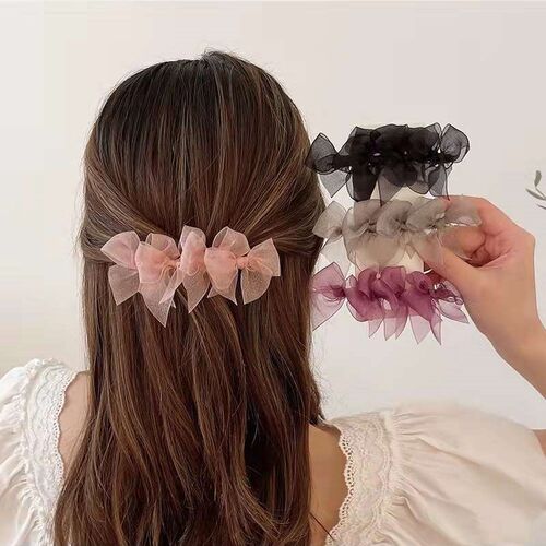 Super Fairy Elegant Bow Mesh Hairpin Gentle Wind Side Broken