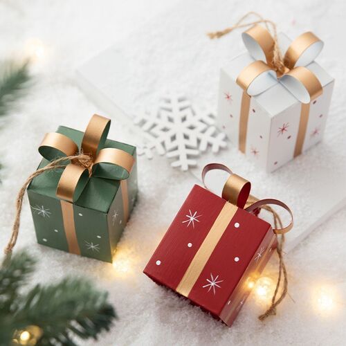 Wrought Iron Christmas Gift Box, DIY Tree Ornament Decor