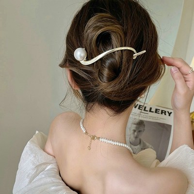 2023 Fashion Metal Pearl Hair Clips Hairpins Frog Buckle tai