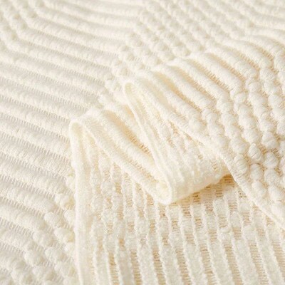 White Boho Throw Blankets Textured Big Knitted Blankets Chun