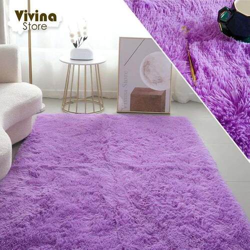 Solid Fluffy Rugs For Bedroom Purple Cute Children Room Mat
