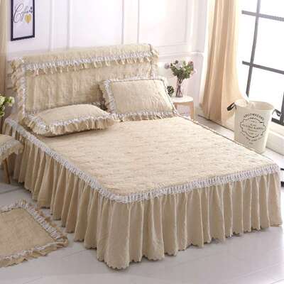 Washed Cotton L Lace imitatio0 Cotton Padded Solid Color Sin
