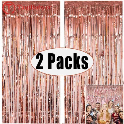 2Pack Tinsel Fringe Curtain Happy Birthday Party Decorations