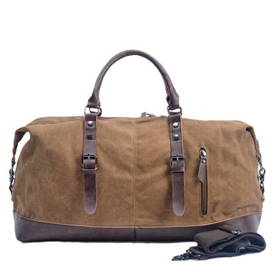 Large Capacity Mens Portable Travel Bag Casual Canvas Faux
