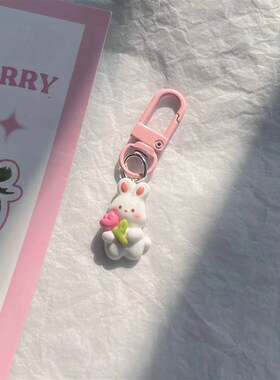 Rabbit Cute Keychain Resin Bunny Carrots Charm kawaii Pendan
