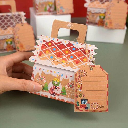 4pcs Christmas House Shape Candy Gift Box Merry Christmas De