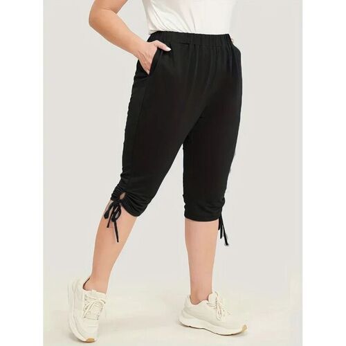 Plus Size 1XL-5XL Womens Drawstring Slight Sretch Fitness C