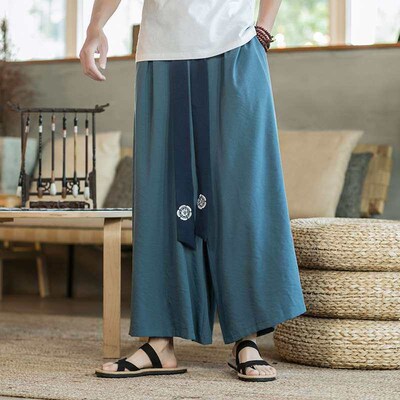 Pants Mens Spring and Summer Chinese Elements Wide Leg Pant