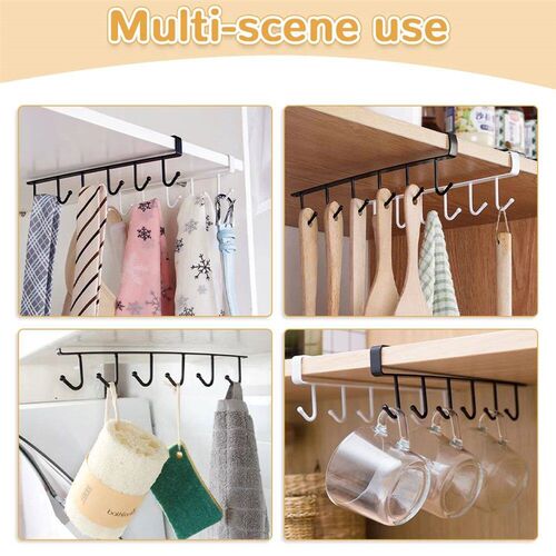 6 Hooks Storage Shelf Wardrobe Kitchen Bathroom Organizer Ir