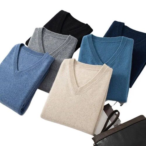 Wool Mens Sweaters V-neck Pullovers Cashmere Knitting Hot S