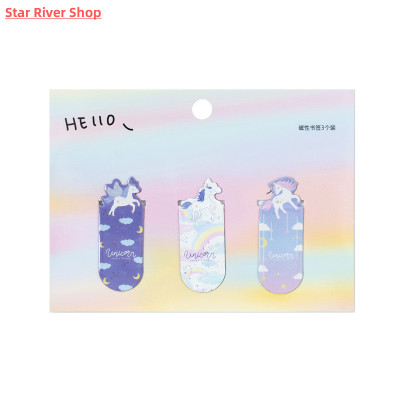 3 pcs/pack Flying Unicorn Magnetic Bookmarks Books Marker of