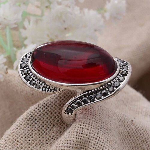 Retro Personality Exaggeration Garnet Stone Thai Silver Fema