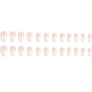 24pcs Simple French Ballet Nail Gradient white wearing Fake